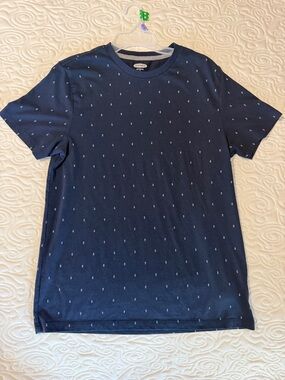 Men's Short-Sleeve Crew Tee in Navy with Micro Anchor Pattern